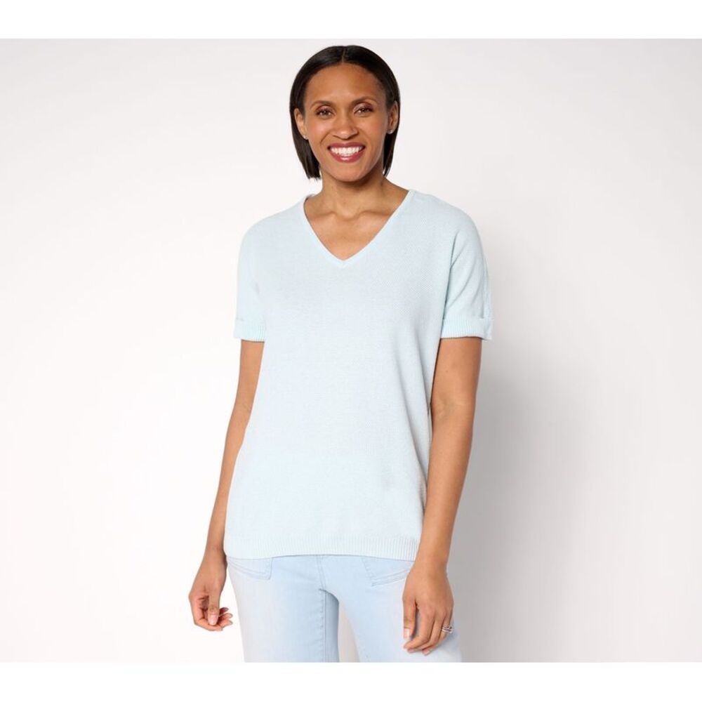 Gloria Vanderbilt Women's Top Plus Sz Sweater 3X Harbor Island Short Blue